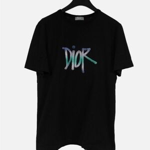 Dior Black Short Sleeve Tee with Artistic Logo